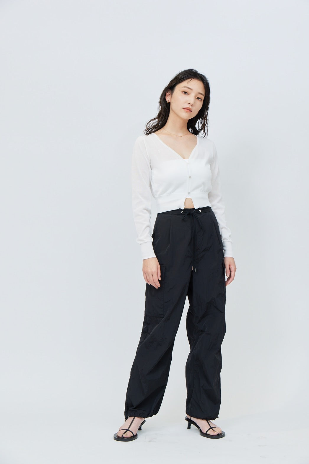 Nylon Cargo Pants - BLACK