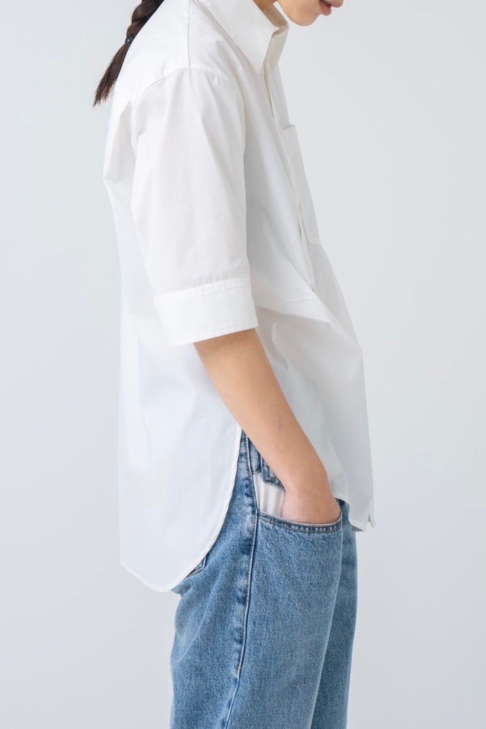Half Sleeve Big Shirt - WHITE