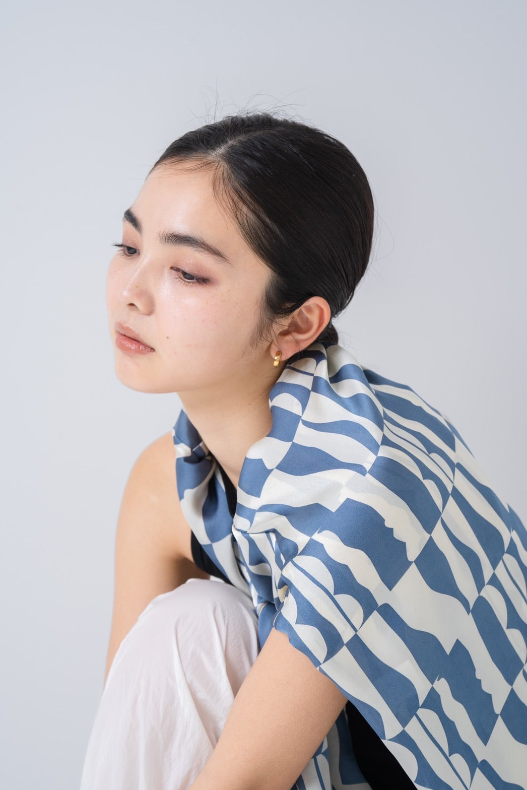 Print Long Sleeve Shirt - BLUE