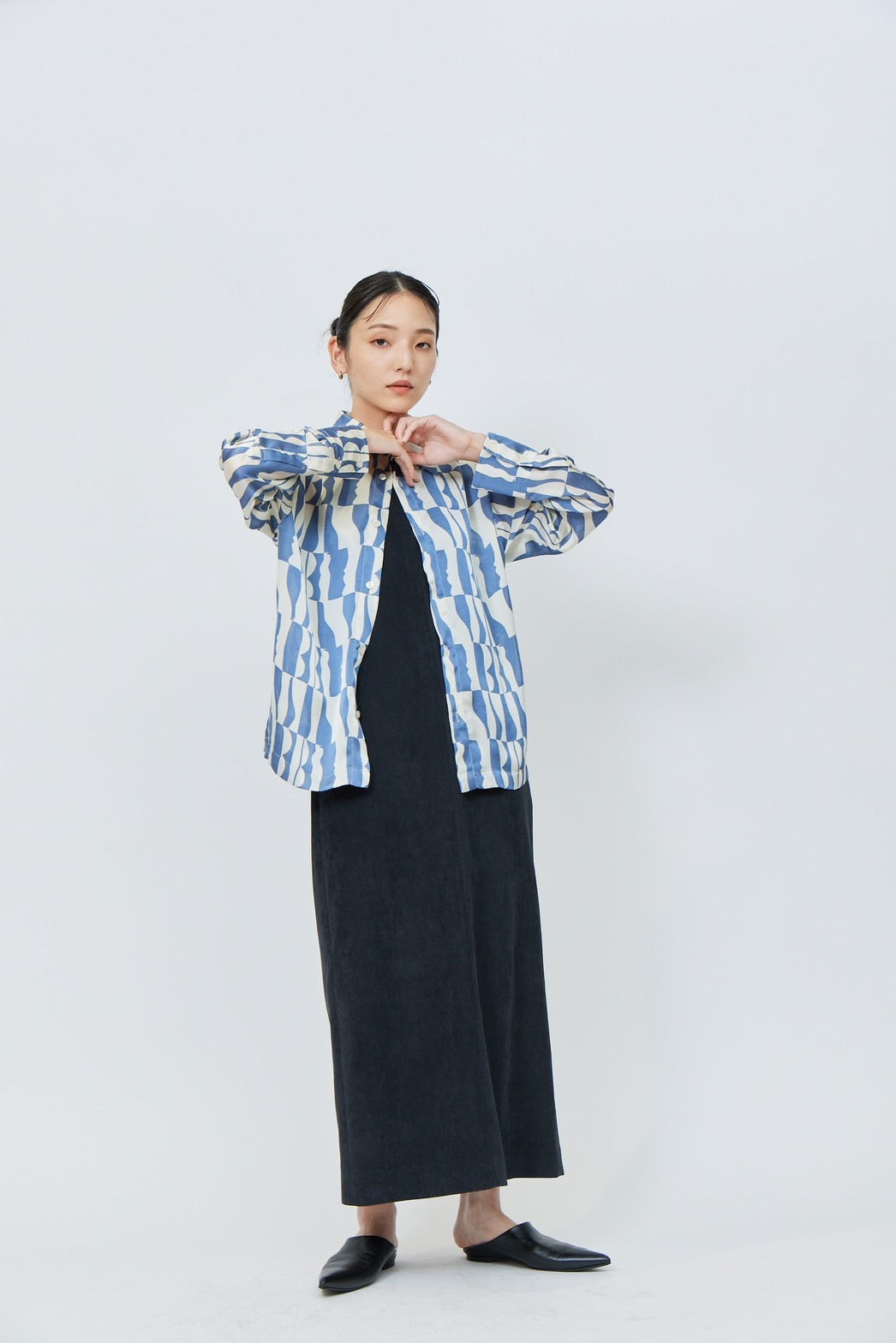 Print Long Sleeve Shirt - BLUE