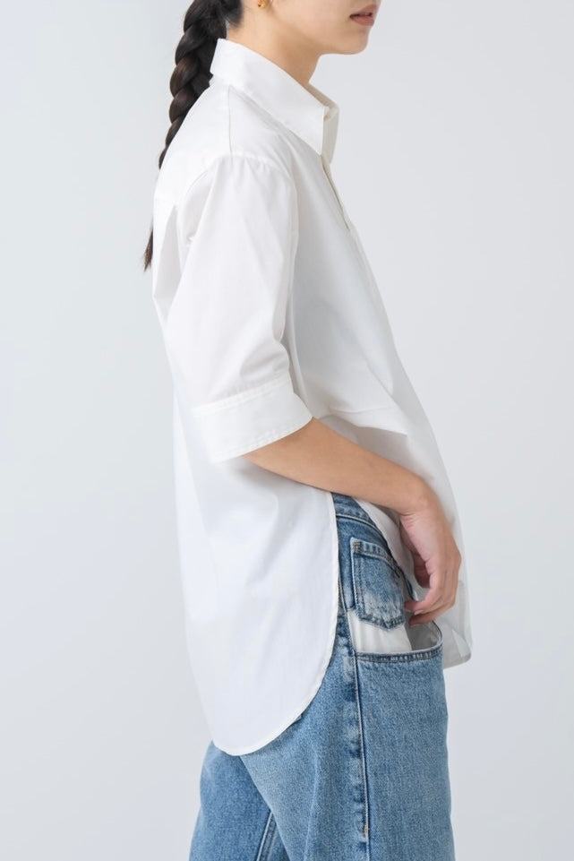 Half Sleeve Big Shirt - WHITE