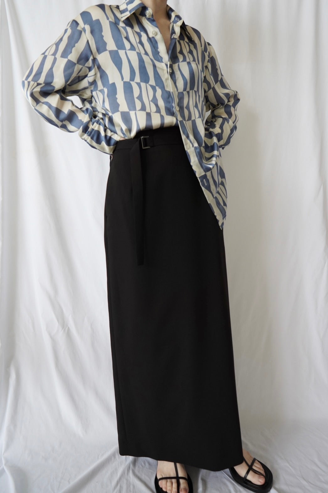 Print Long Sleeve Shirt - BLUE