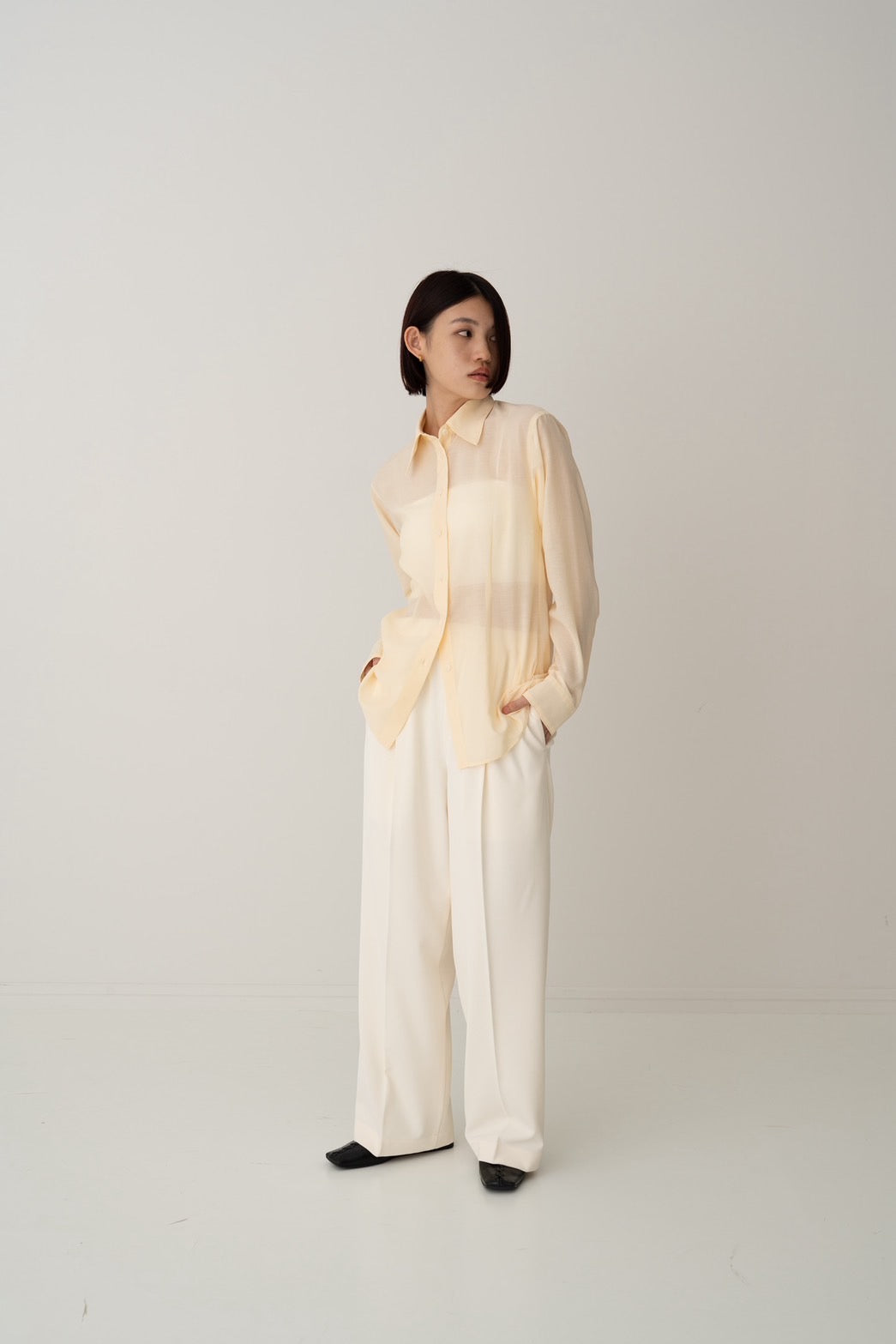 Sheer shirt - LIGHT YELLOW