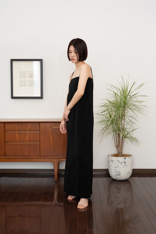 Long cami dress - BLACK