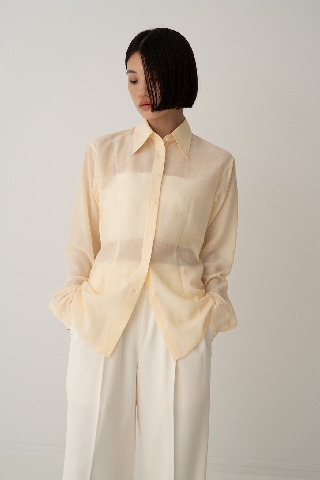 Sheer shirt - LIGHT YELLOW