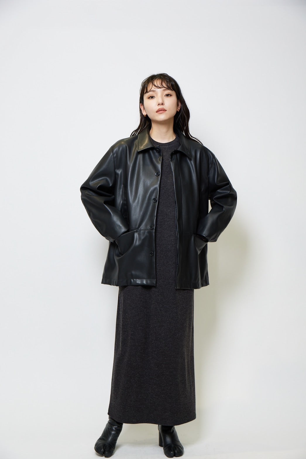 Long onepiece - HEATHER BLACK