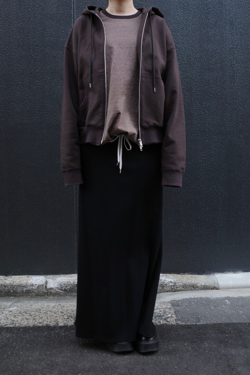 トップス NODAS Drawcord border c/s ecru brown Drawcord border C/S - BROWN – NŌDAS ONLINE STORE
