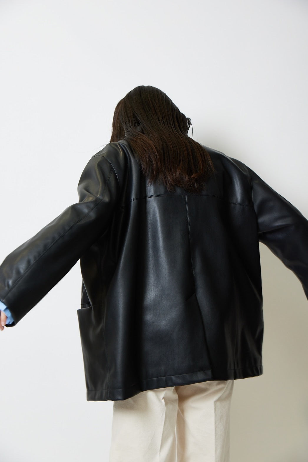 Fake leather blouson - BLACK