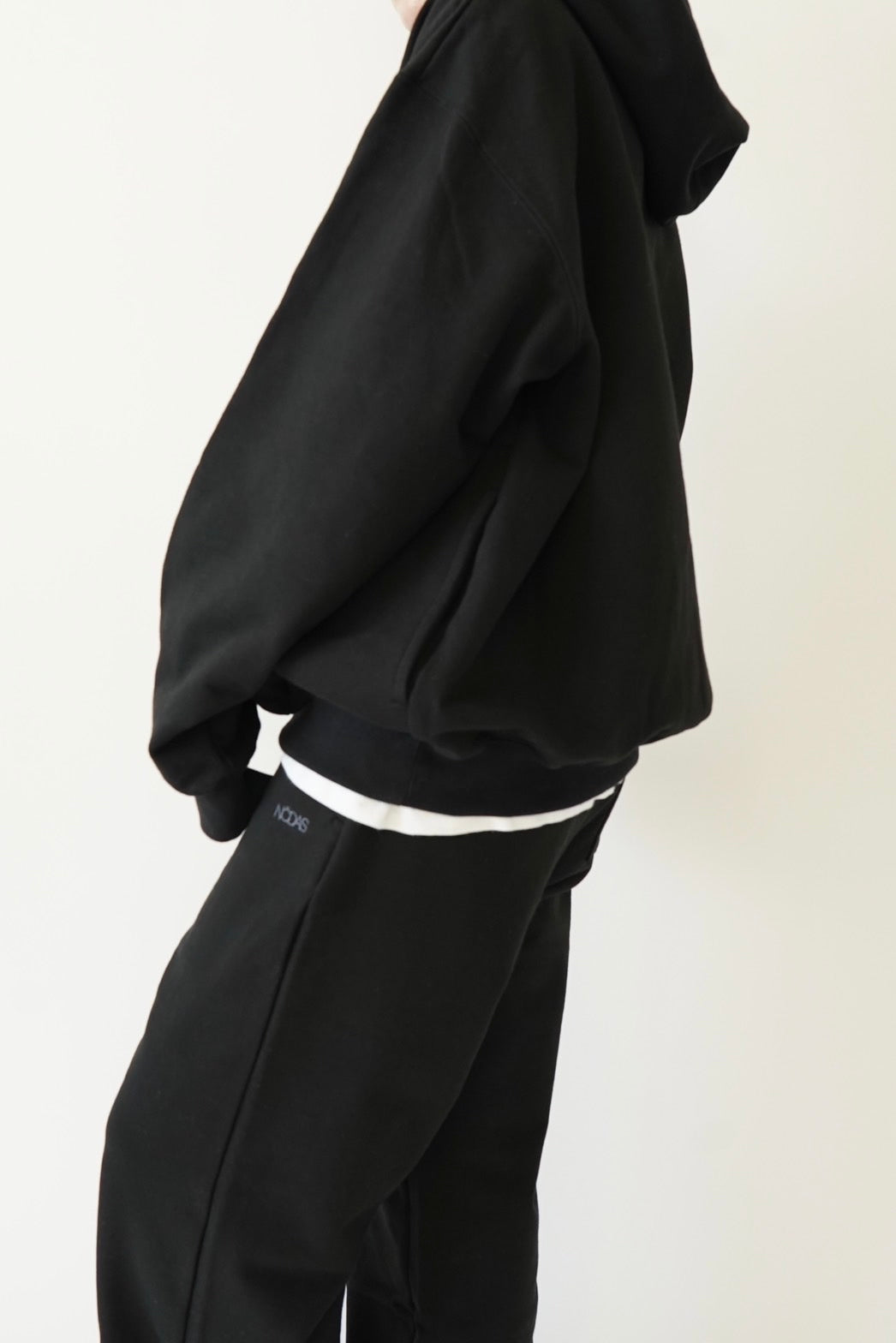 Heavy weight logo sweat hoodie - BLACK