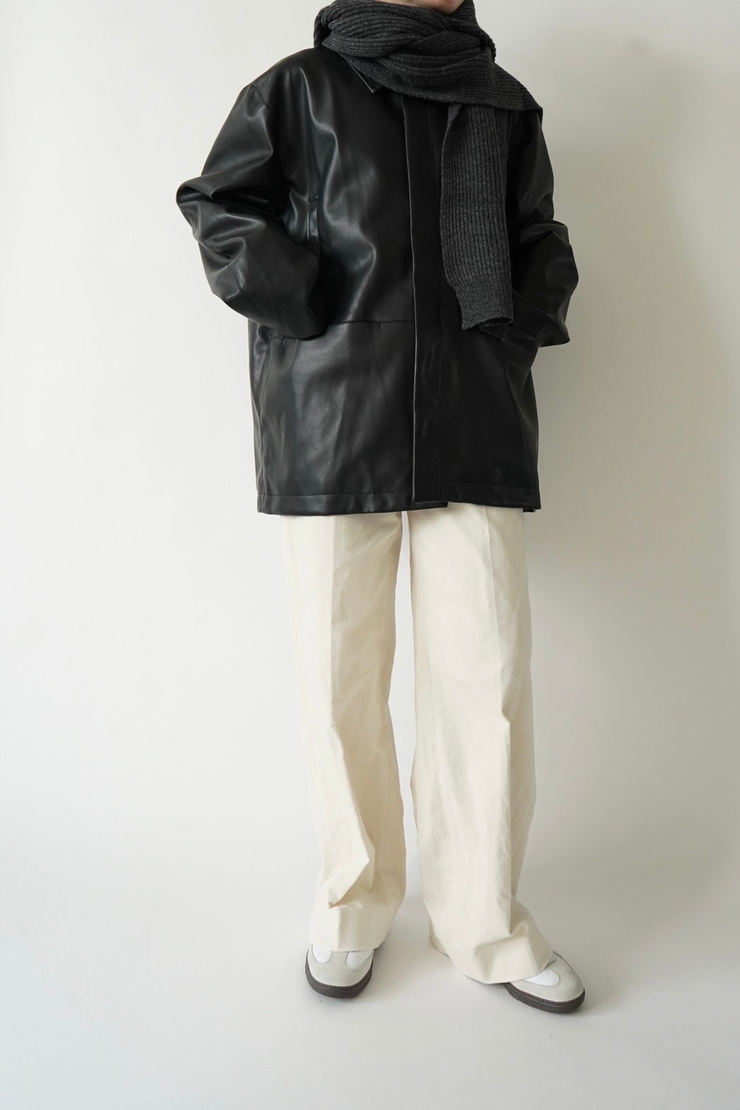 Fake leather blouson - BLACK