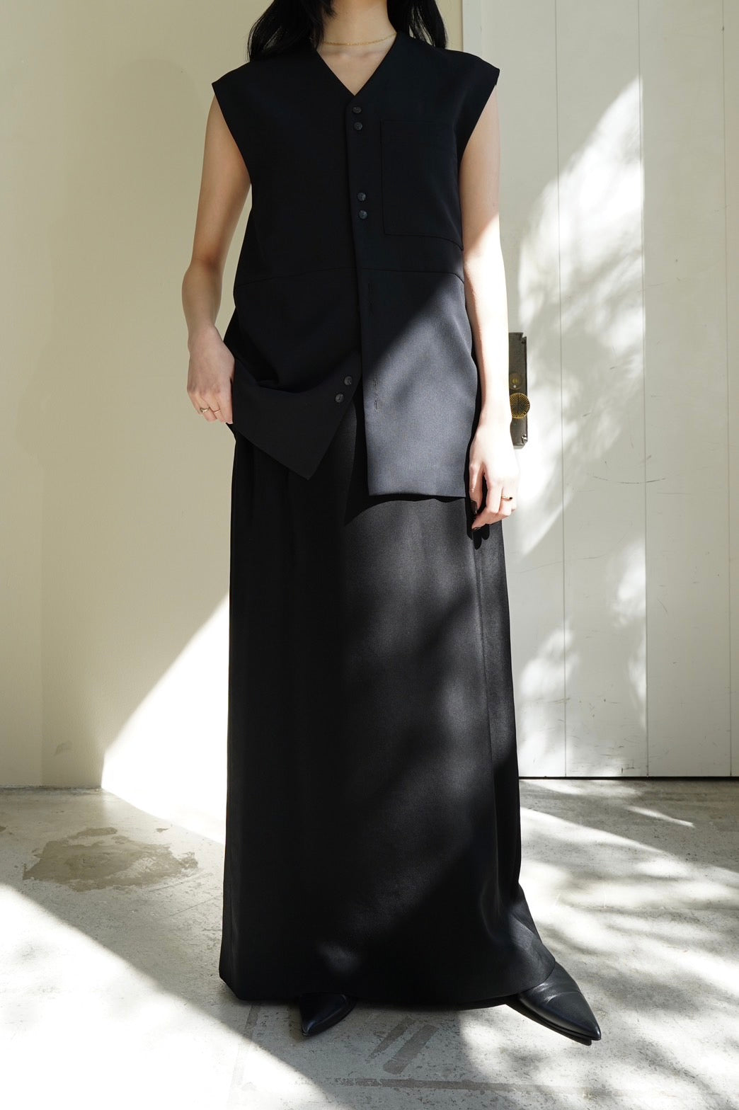 Long cami dress - BLACK