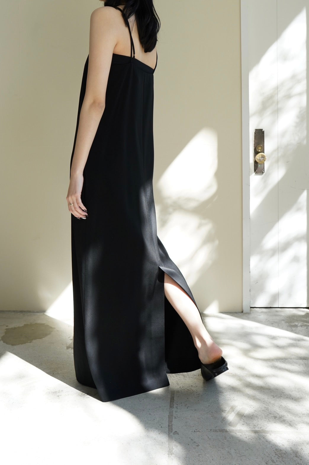 Long cami dress - BLACK