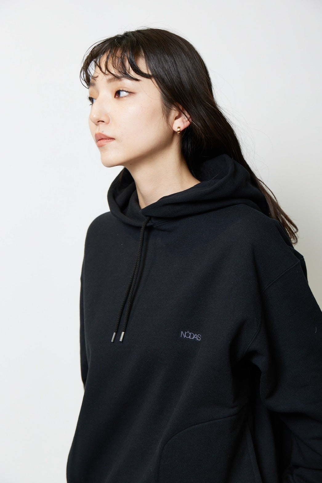 Heavy weight logo sweat hoodie - BLACK