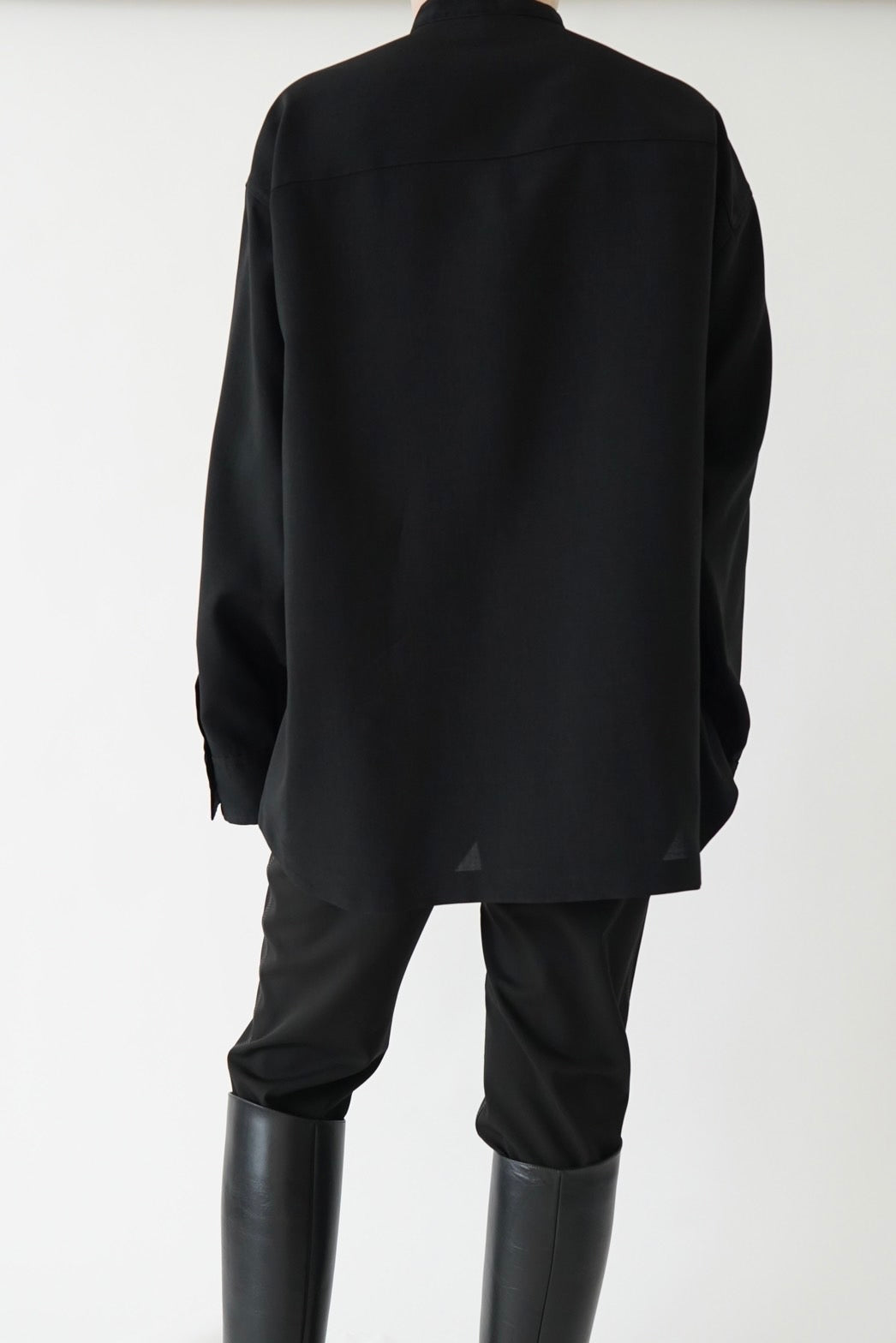 Collarless shirt - BLACK
