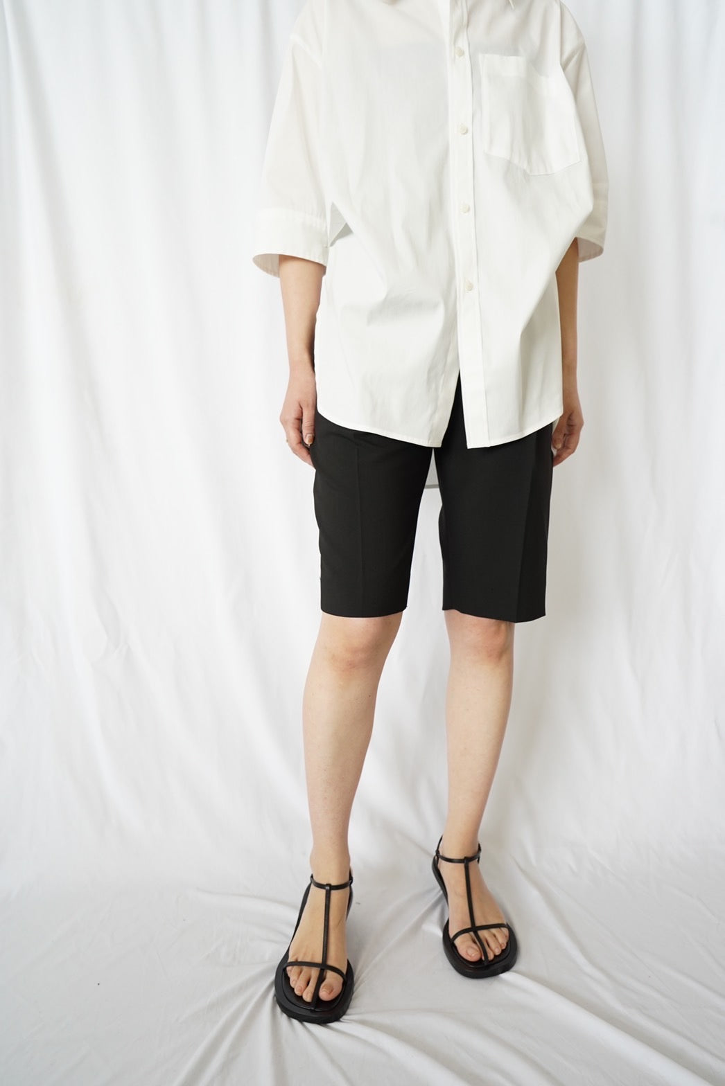 Half Sleeve Big Shirt - WHITE