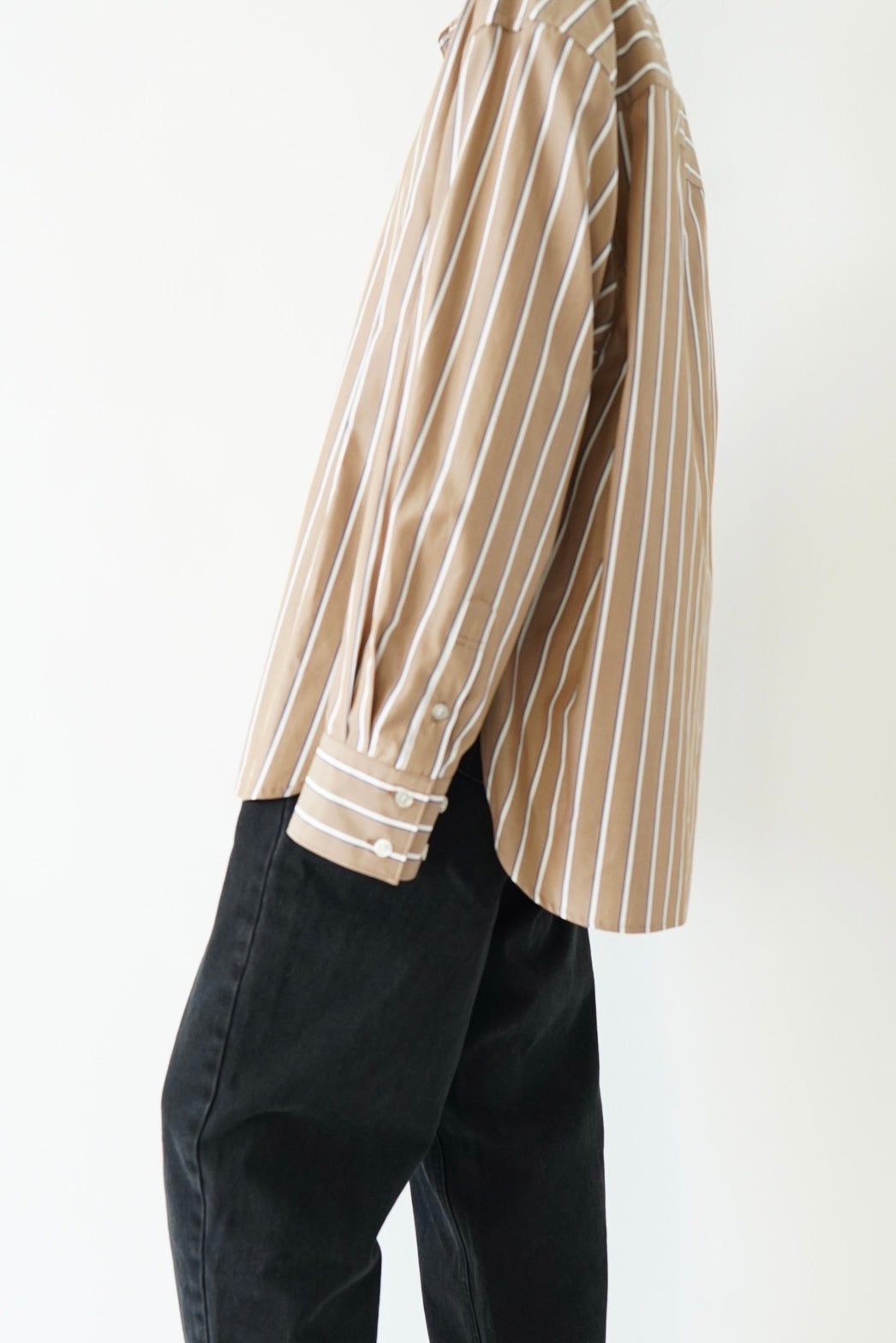 Basic oversized shirt - BROWN STRIPE