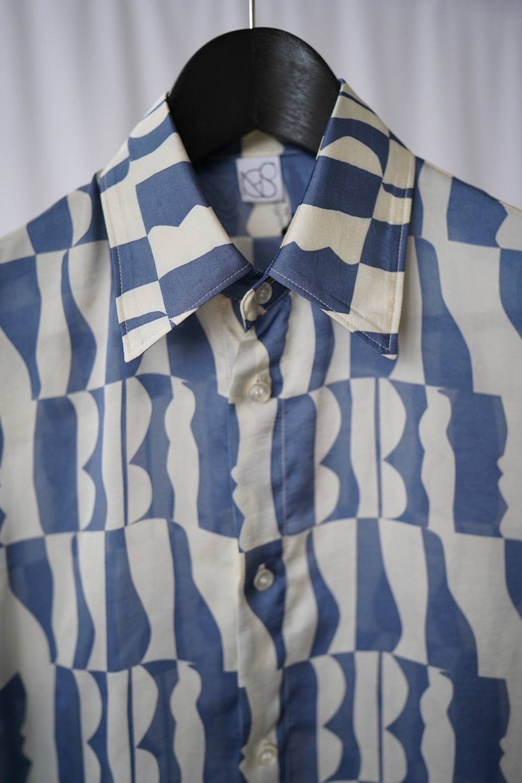 Print Long Sleeve Shirt - BLUE