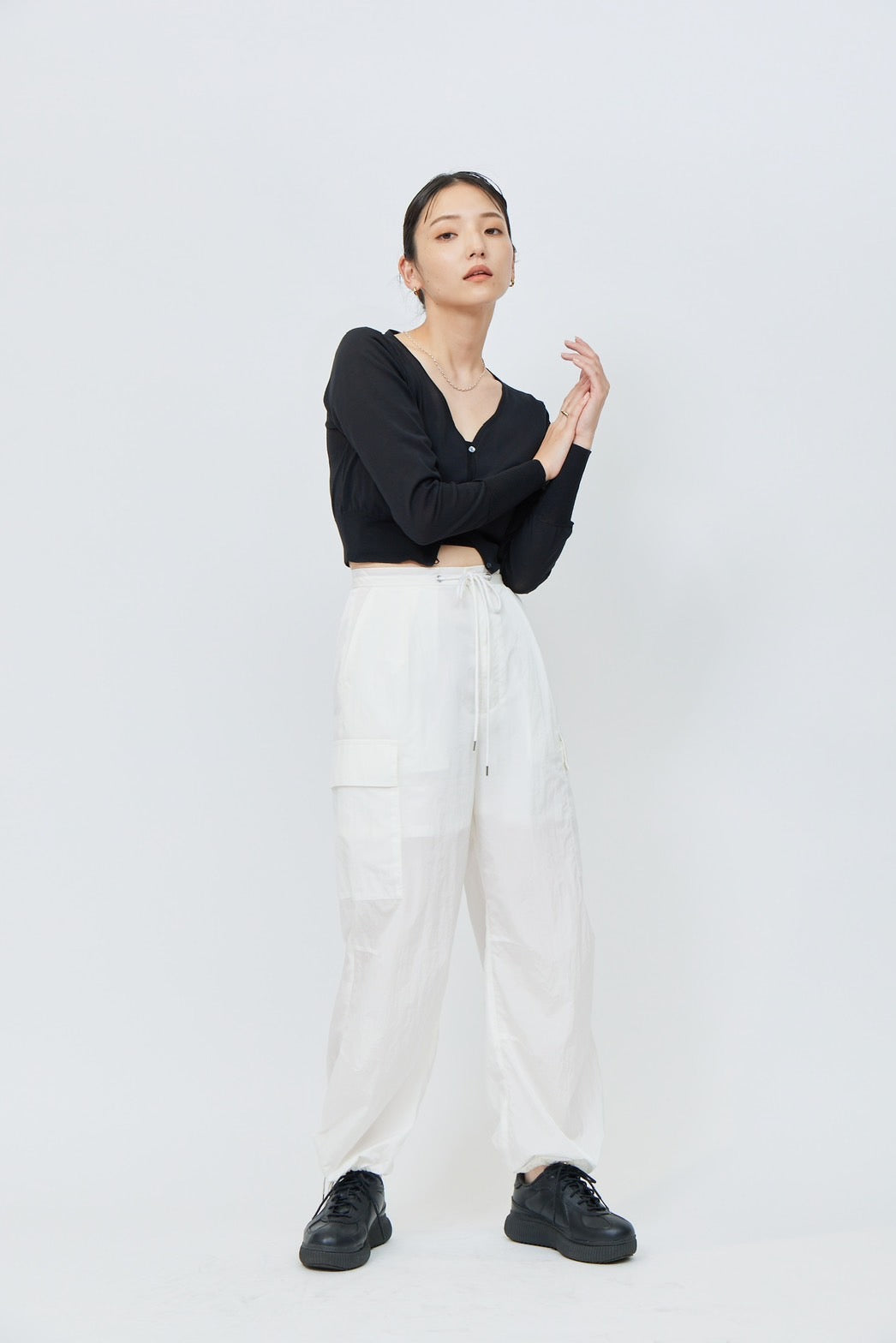 Nylon Cargo Pants - WHITE