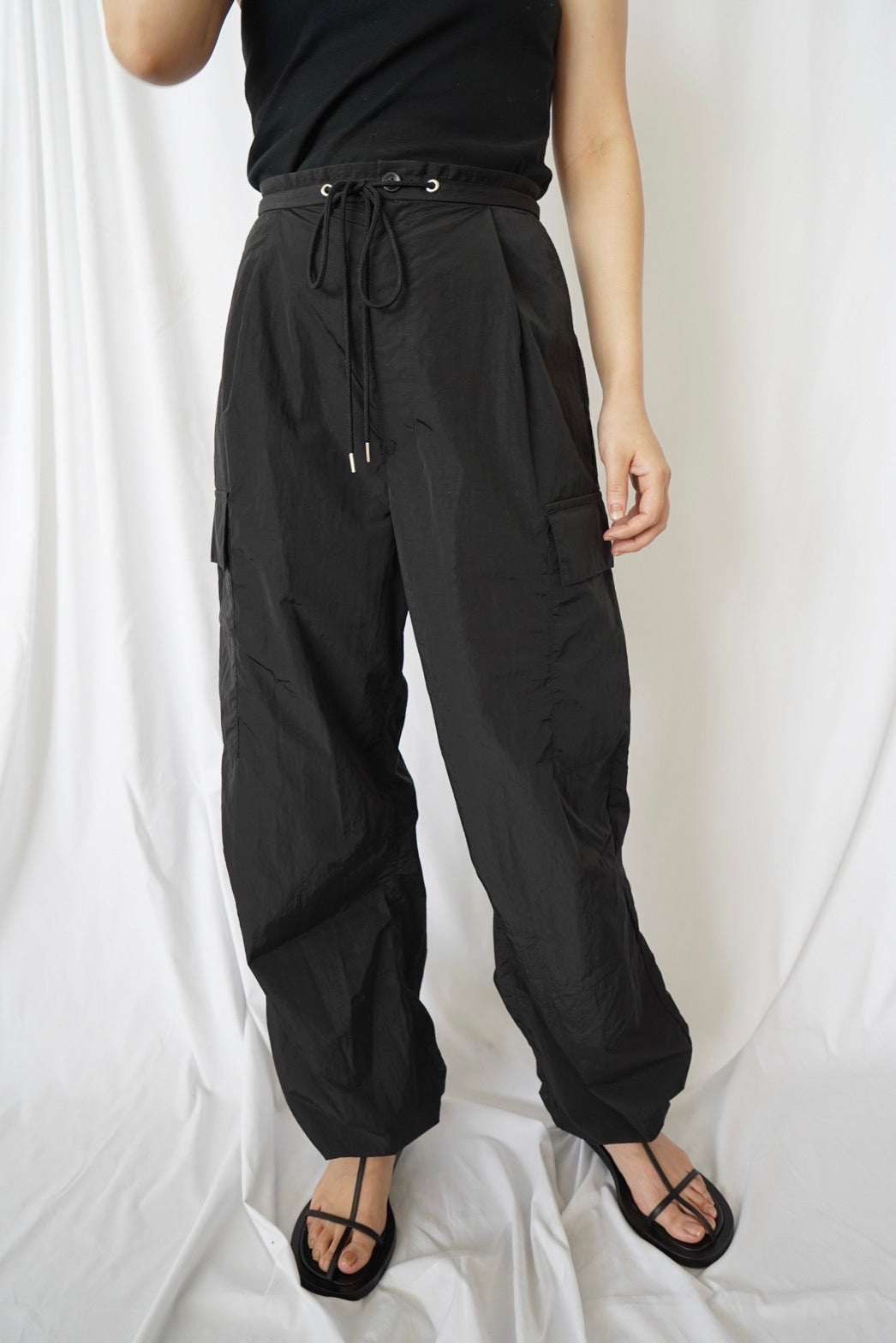 Nylon Cargo Pants - BLACK