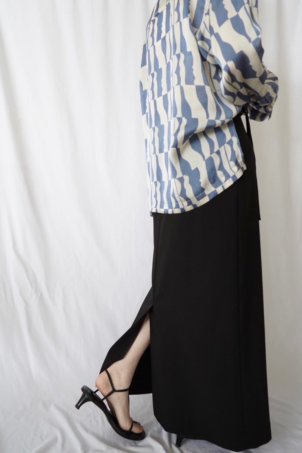 Belted Long Skirt - BLACK