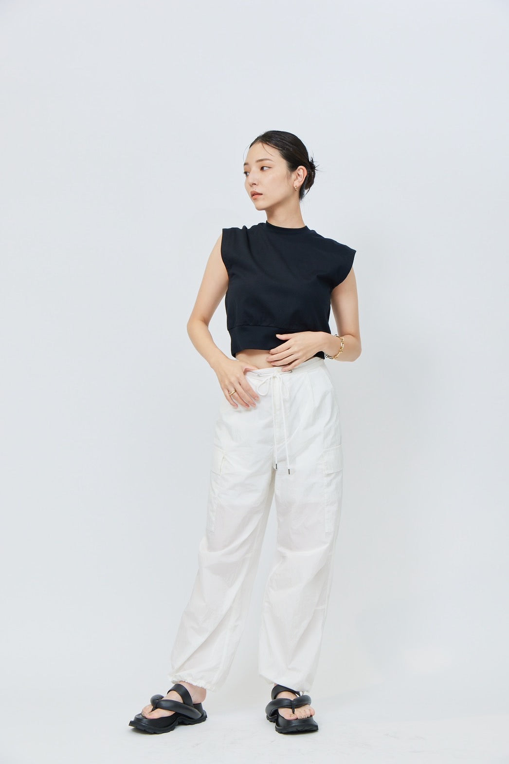 Nylon Cargo Pants - WHITE